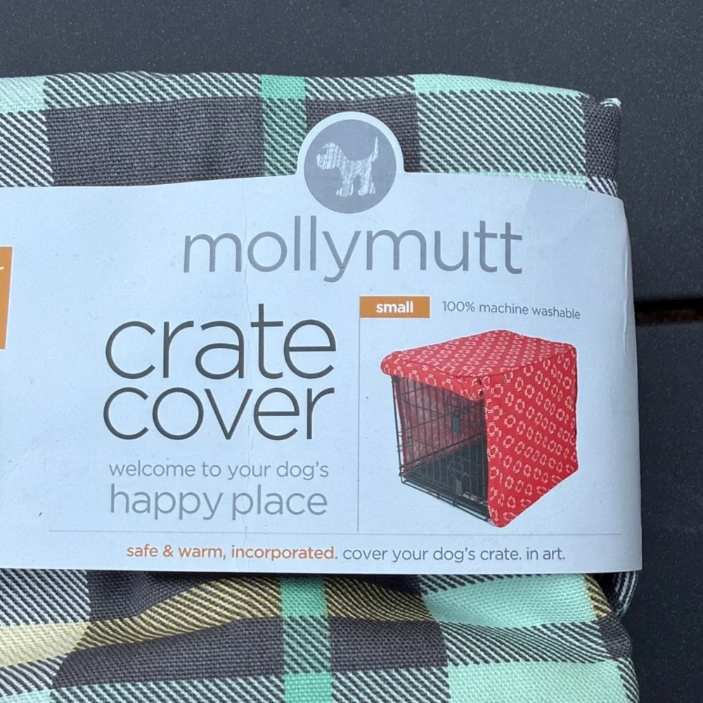 Plaid Dog Crate Cover - Yellow, Gray, Green